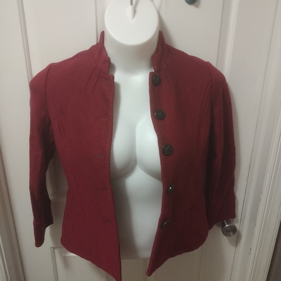 Coldwater Creek Knit Jacket Front Designer Buttons Burgundy Red Sz 8p - Picture 8 of 8